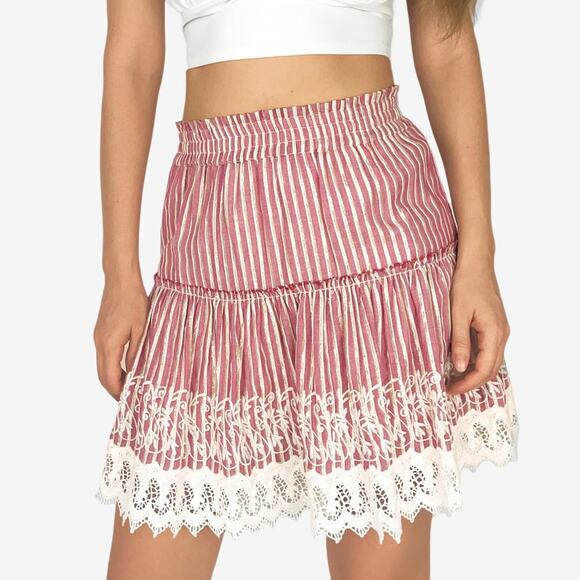 NWOT MISA Los Angeles Silvia Mini Skirt Size XS Striped Cotton Blend Soft Girl - Picture 1 of 14